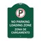 Signmission Loading Zone Zona De Cargamento W/ No Parking, Green & White Aluminum Sign, 18" x 24", GW-1824-23882 A-DES-GW-1824-23882 - alternate 1